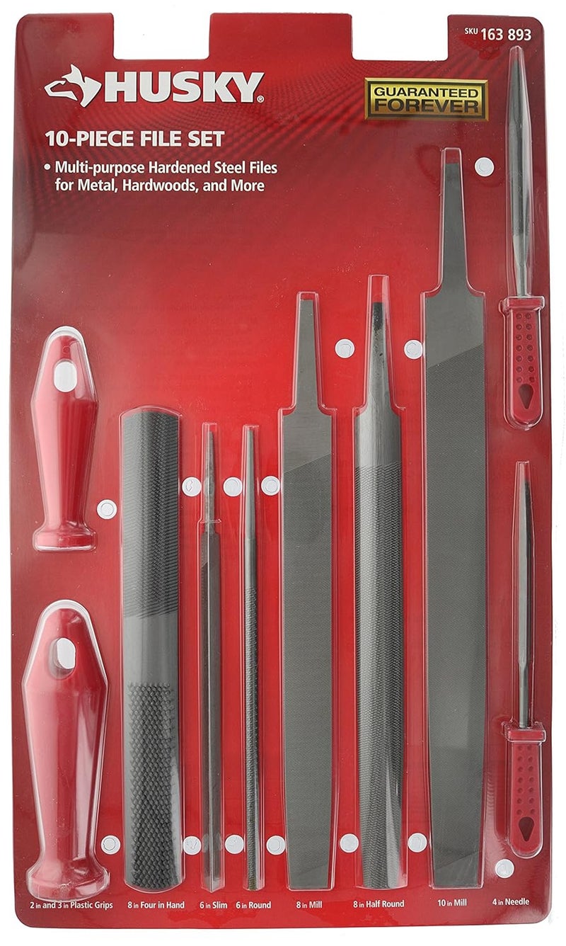 Husky 22105HD 8 Pack of Assorted Files with Interchangeable Plastic Handles for Wood and Metalworking (Metal Brush Not Included) - Image 1